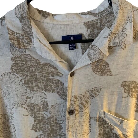 Pre Owned Men’s George Short Sleeve Button Up Sz XL White Island Vibe - Picture 2 of 10